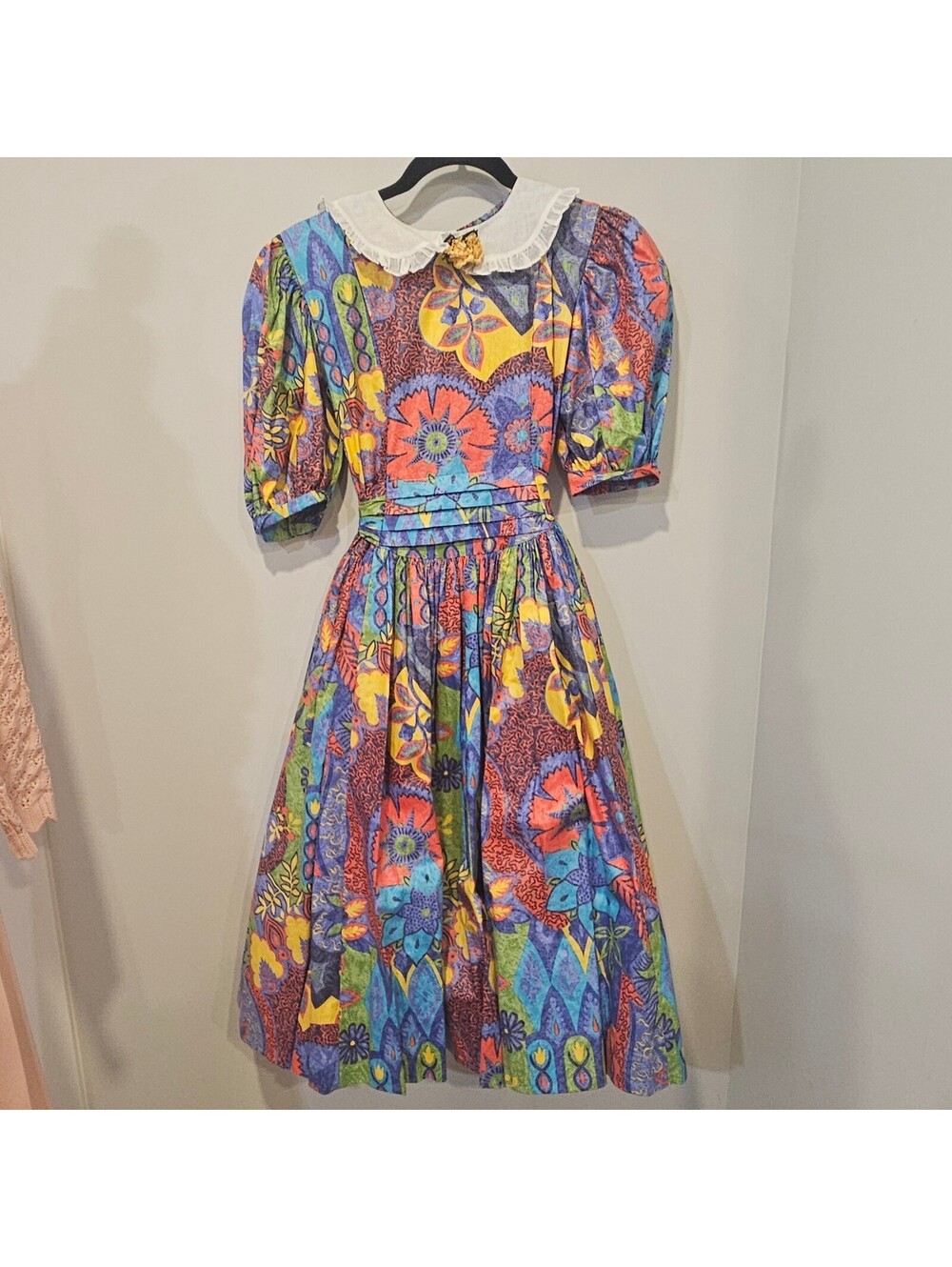 Vintage Françoise Bouthillier Haute Couture Girls Cottagecore Floral Dress Sz 14